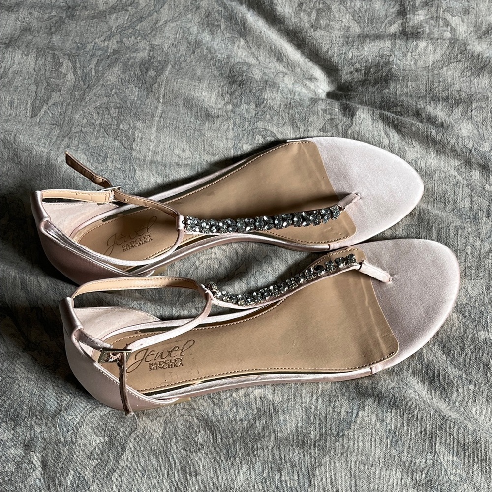 Jewel Badgley Mischka Pink and Silver Sandals